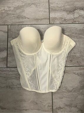Ivory Lace Longline Bustier Corset Top